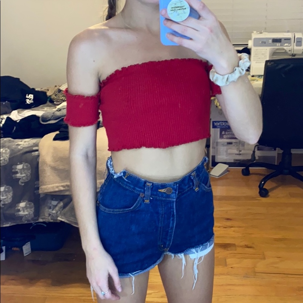 Red off the shoulder top